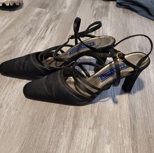 Karen Scott Black Point Toe Strappy Heels Size 8 1/2